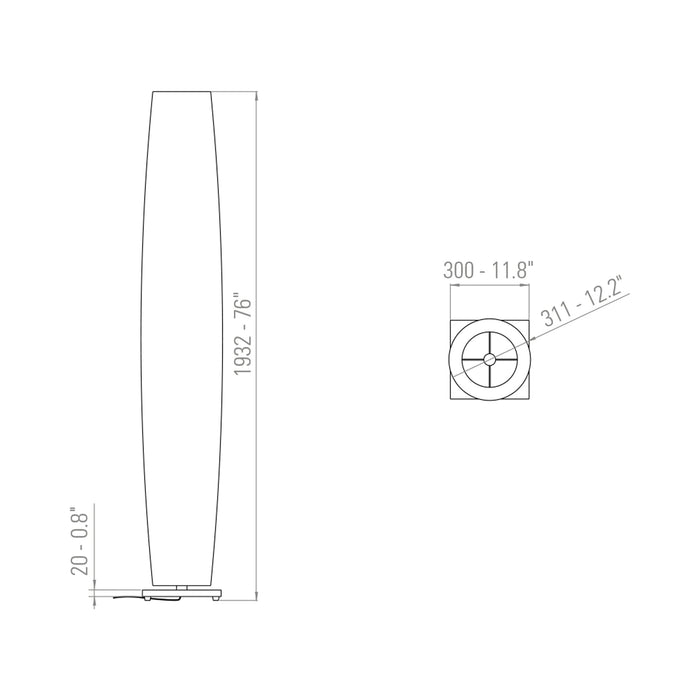 Colonne LED Floor Lamp - line drawing.