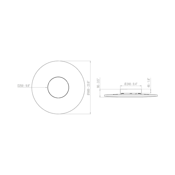 Iris LED Ceiling / Wall Light - line drawing.