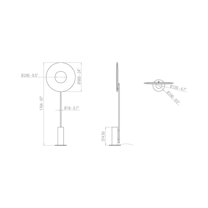 Iris LED Floor Lamp - line drawing.