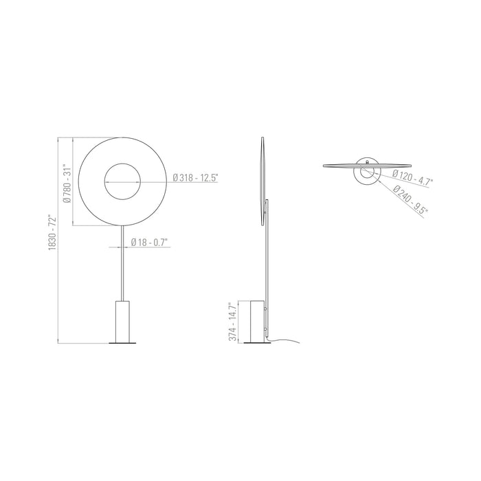 Iris LED Floor Lamp - line drawing.