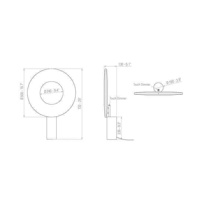 Iris LED Table Lamp - line drawing.