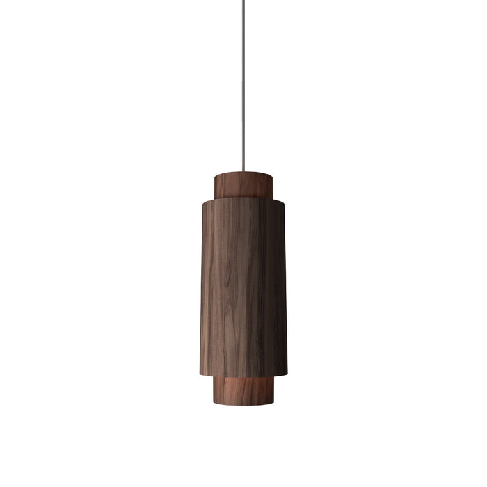 Cylindrical Pendant Light in American Walnut (Small).