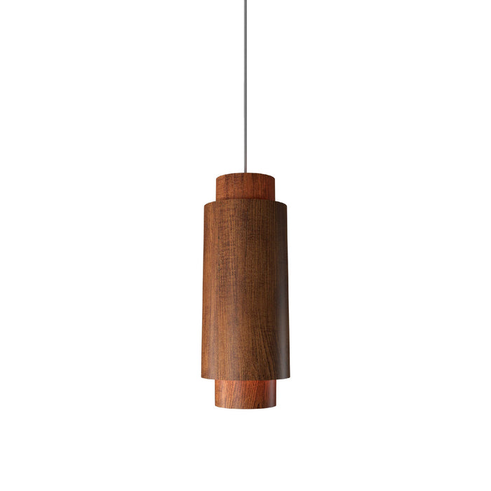 Cylindrical Pendant Light in Imbuia (Small).