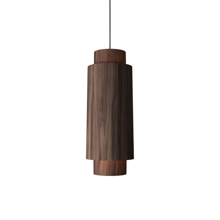 Cylindrical Pendant Light in American Walnut (Large).