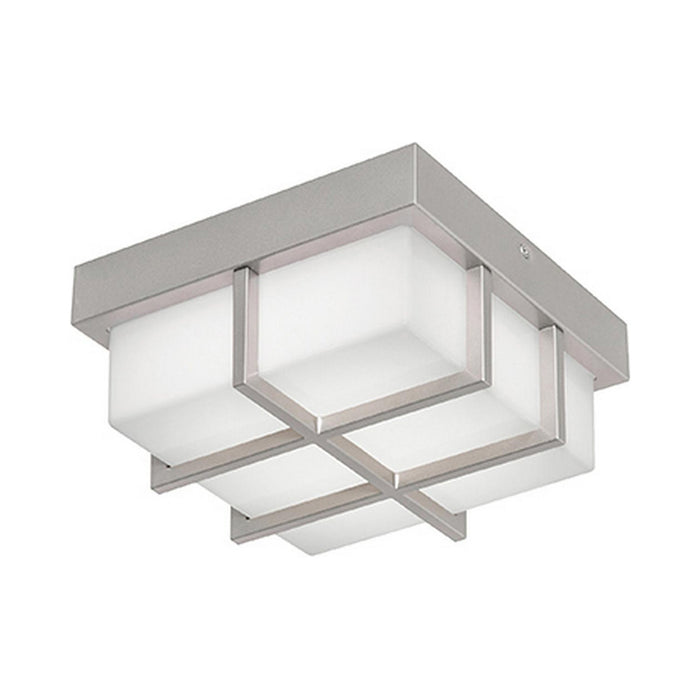 August Outdoor LED Flush Mount Ceiling Light in Painted Nickel.