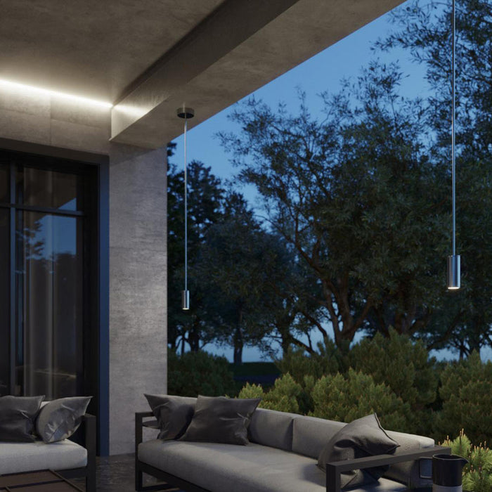 Beverly Outdoor LED Pendant Light in Outside Area.