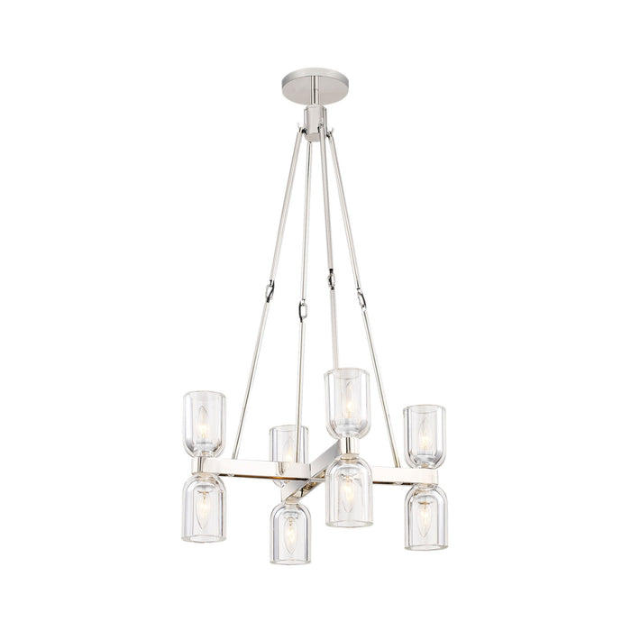 Lucian Round Chandelier in Polished Nickel/Clear Crystal.
