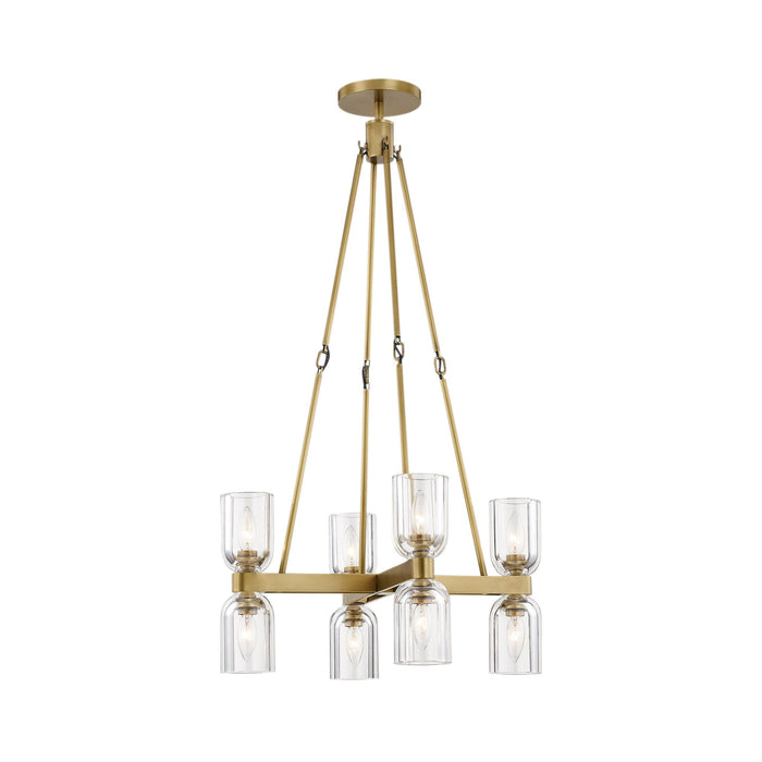 Lucian Round Chandelier in Vintage Brass/Clear Crystal.