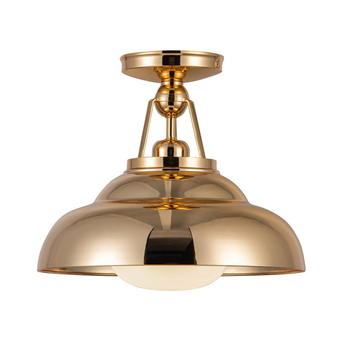 Palmetto Semi Flush Mount Ceiling Light in Polished Brass.