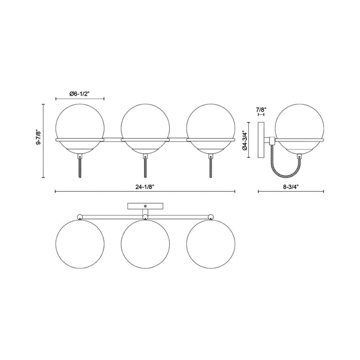 Alba Bath Wall Light - line drawing.