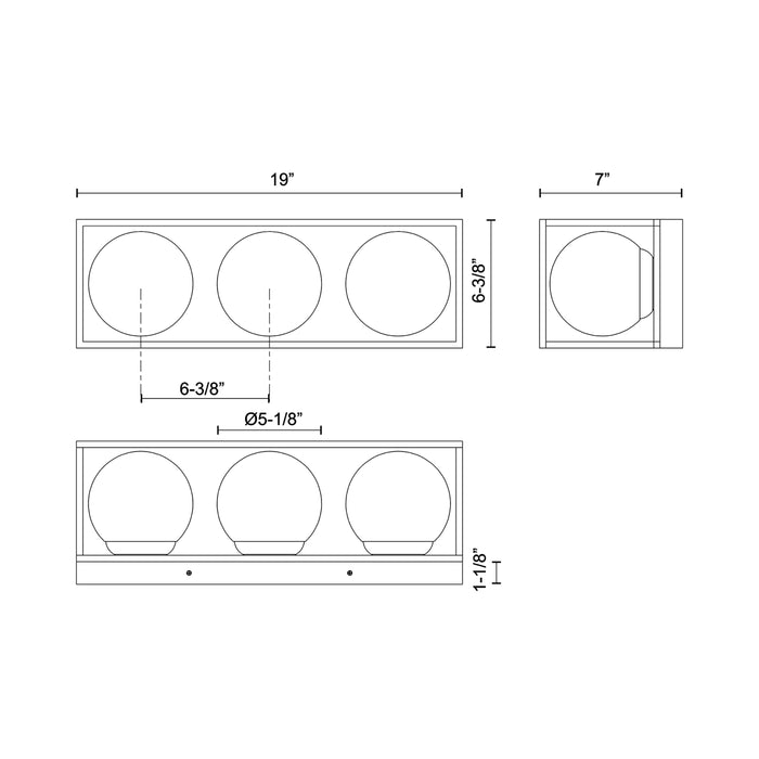 Amelia Outdoor Wall Light - line drawing.