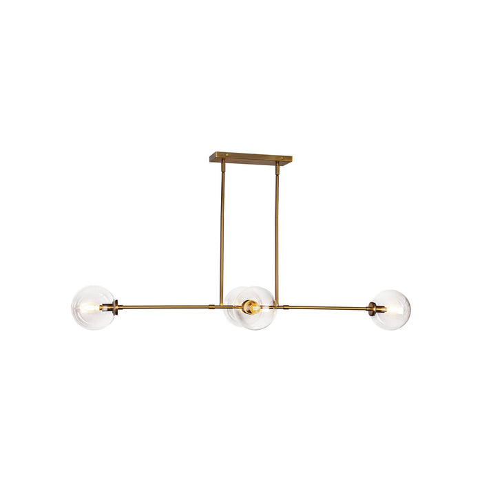 Cassia Linear Pendant Light in Aged Gold/Clear Glass.