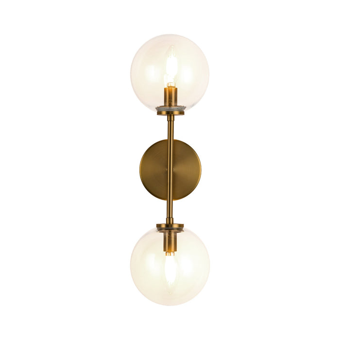 Cassia Wall Light in Aged Gold/Clear Glass (2-Light).