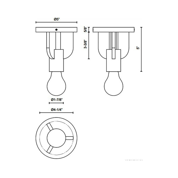 Claire Semi Flush Mount Ceiling Light - line drawing.