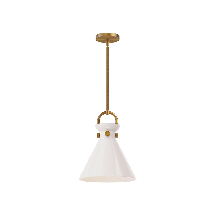 Emerson Pendant Light in Aged Gold/Glossy Opal Glass (Small).