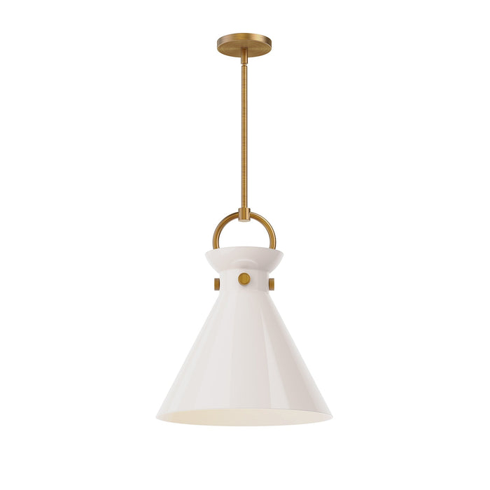 Emerson Pendant Light in Aged Gold/Glossy Opal Glass (Medium).