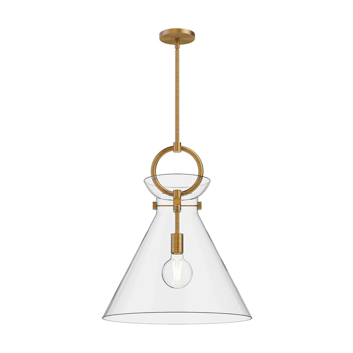 Emerson Pendant Light in Aged Gold/Clear Glass (Large).