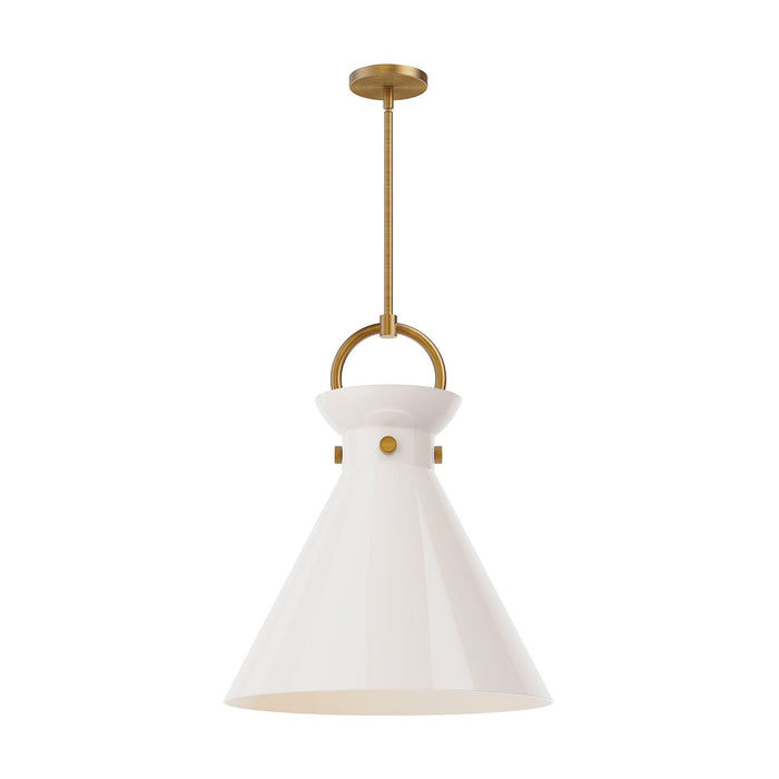 Emerson Pendant Light in Aged Gold/Glossy Opal Glass (Large).