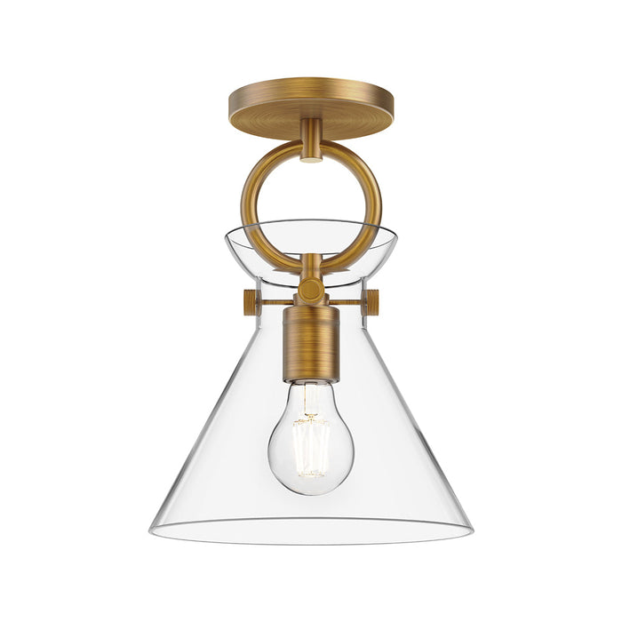 Emerson Semi Flush Mount Ceiling Light in Aged Gold/Clear Glass.