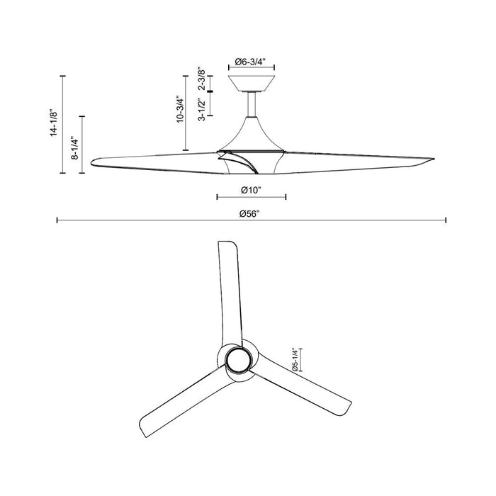 Emiko LED Ceiling Fan - line drawing.