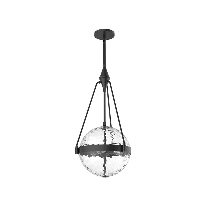 Harmony Pendant Light in Matte Black/Clear Water Glass (Small).