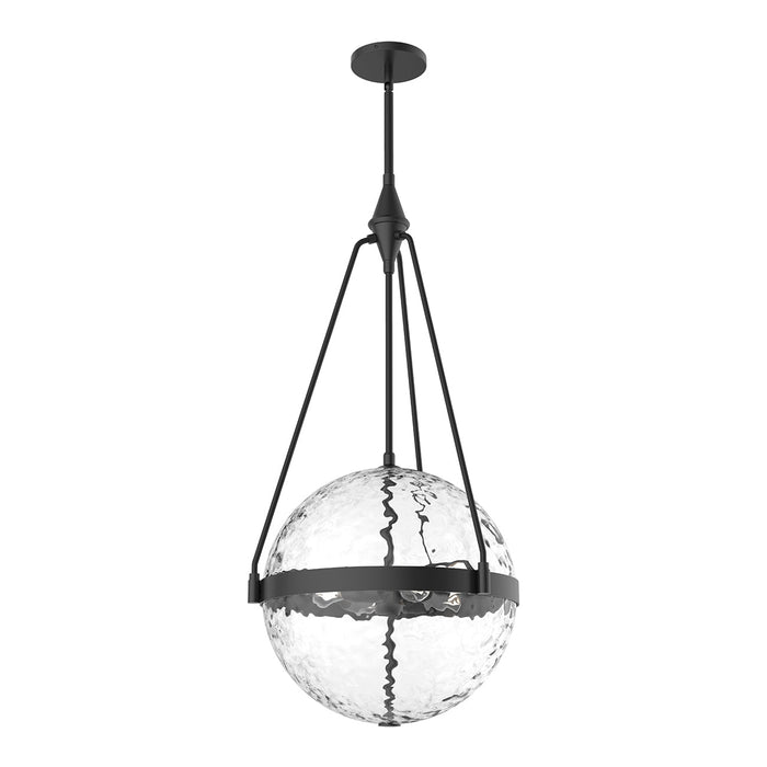 Harmony Pendant Light in Matte Black/Clear Water Glass (Large).