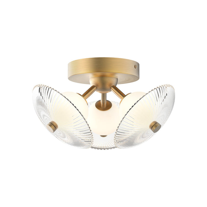 Hera LED Flush Mount Ceiling Light in Brushed Gold (3-Light).