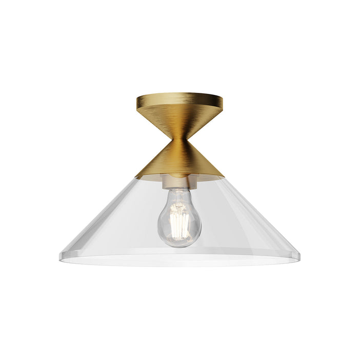 Mauer Semi Flush Mount Ceiling Light in Brushed Gold.