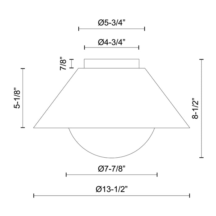 Remy Flush Mount Ceiling Light - line drawing.