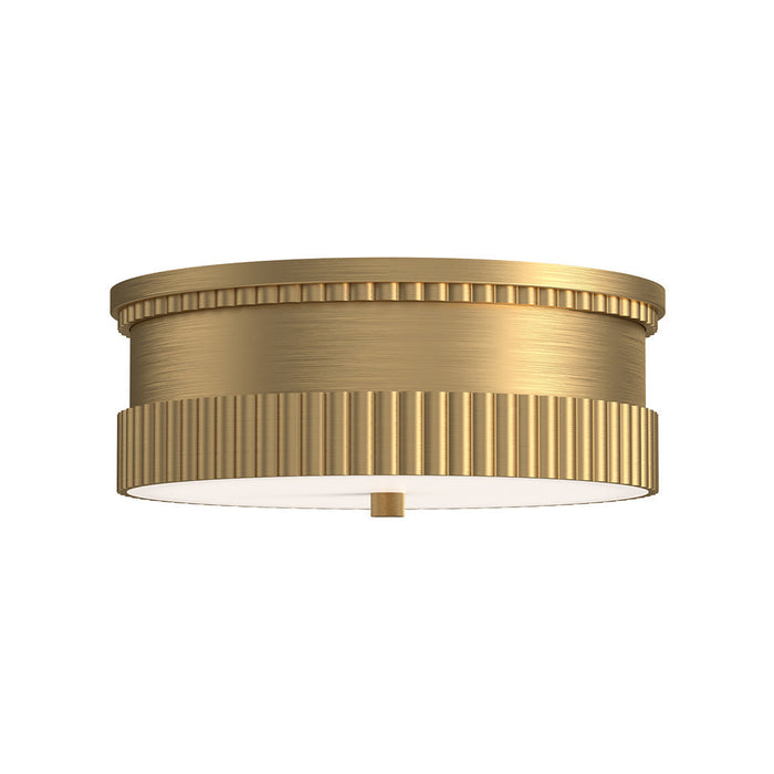 Rue Flush Mount Ceiling Light in Brushed Gold.