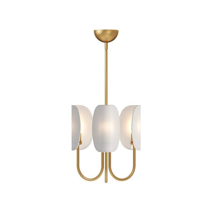 Seno Chandelier in Aged Gold/White Cotton (3-Light).