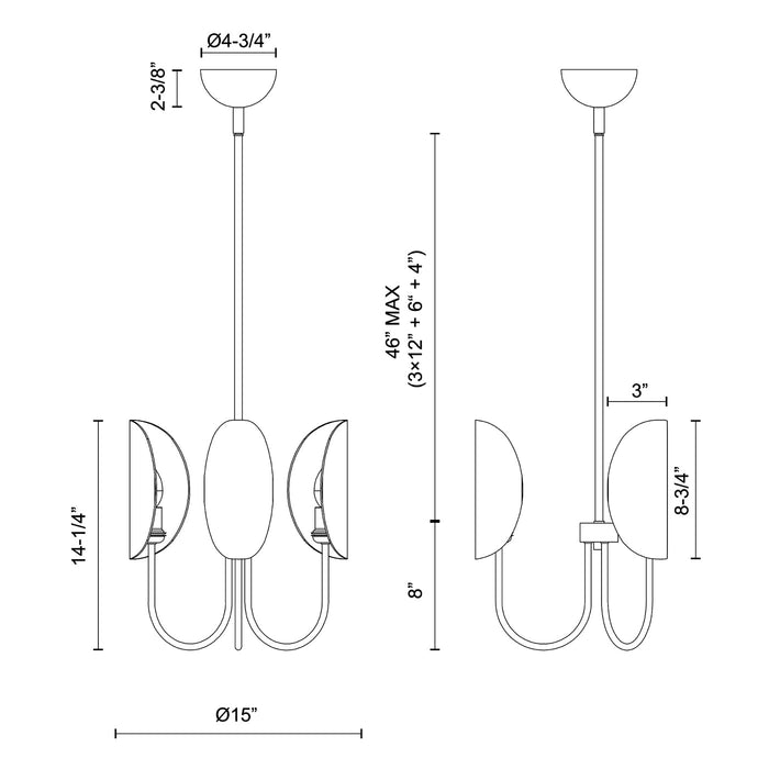 Seno Chandelier - line drawing.