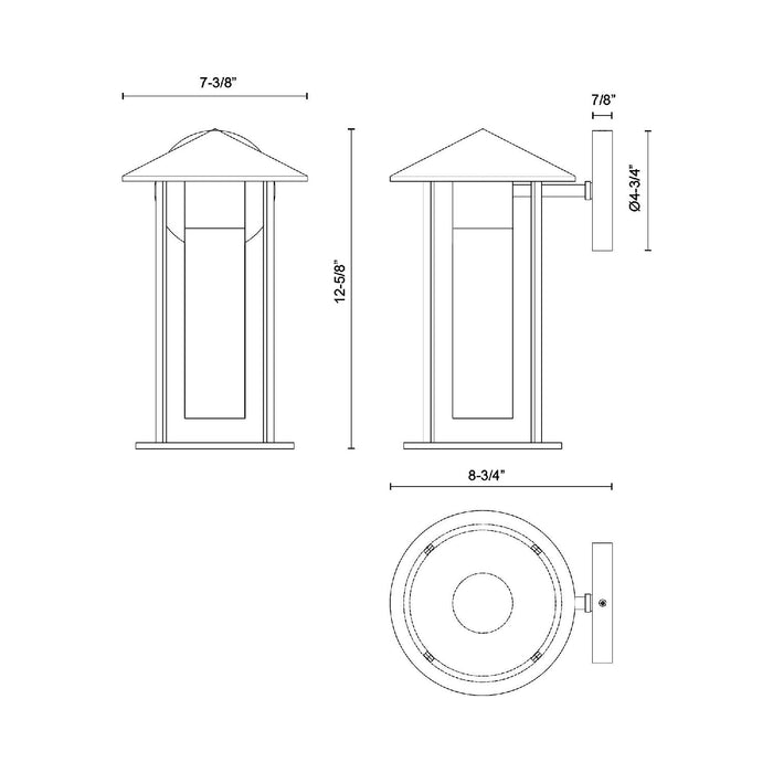 Tenko Outdoor Wall Light - line drawing.