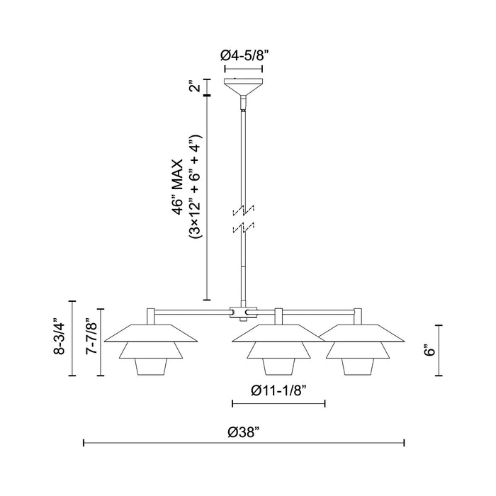 Tetsu Chandelier - line drawing.