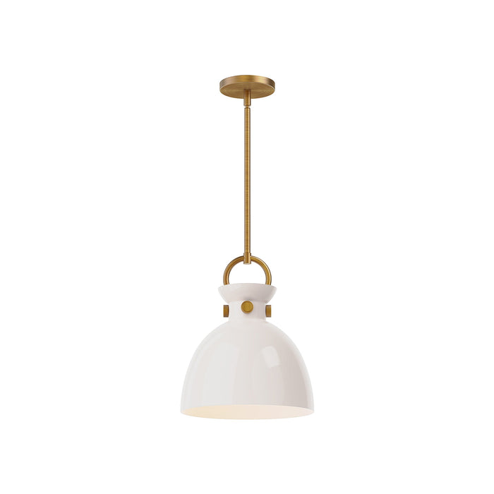 Waldo 4118 Pendant Light in Aged Gold/Glossy Opal Glass (Small).