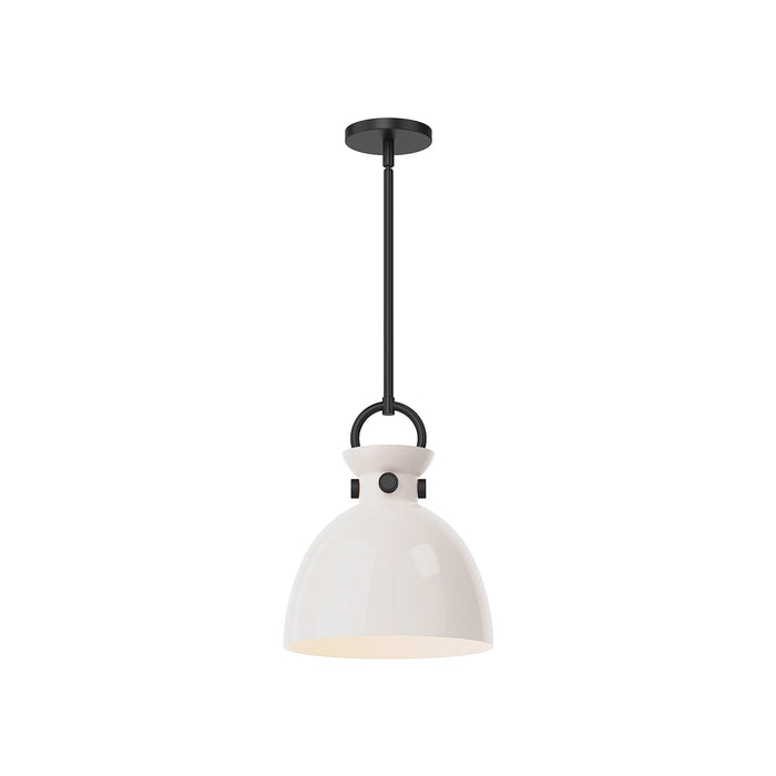 Waldo 4118 Pendant Light in Matte Black/Glossy Opal Glass (Small).