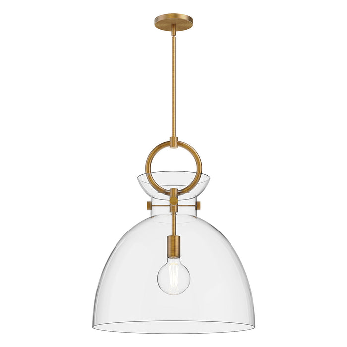 Waldo 4118 Pendant Light in Aged Gold/Clear Glass (Large).
