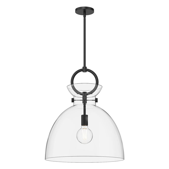 Waldo 4118 Pendant Light in Matte Black/Clear Glass (Large).