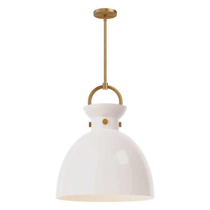 Waldo 4118 Pendant Light in Aged Gold/Glossy Opal Glass (Large).