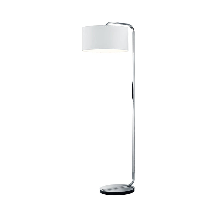 Cannes Floor Lamp in Satin Nickel/White.