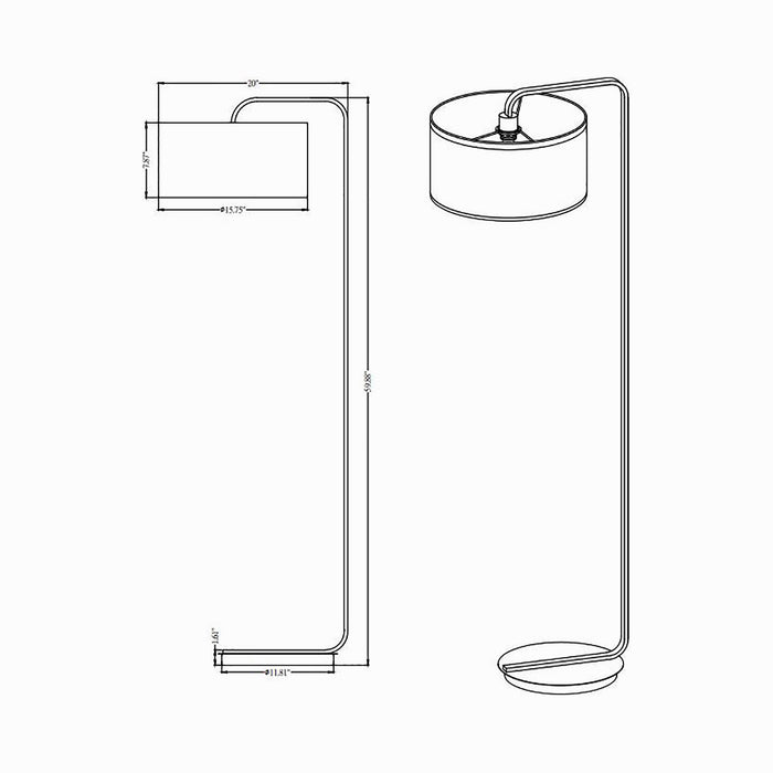 Cannes Floor Lamp - line drawing.