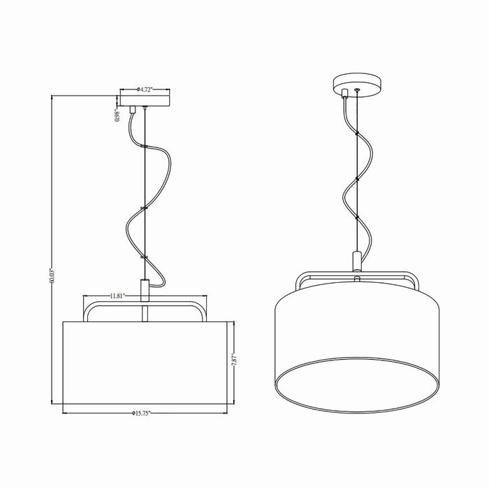 Cannes Pendant Light - line drawing.