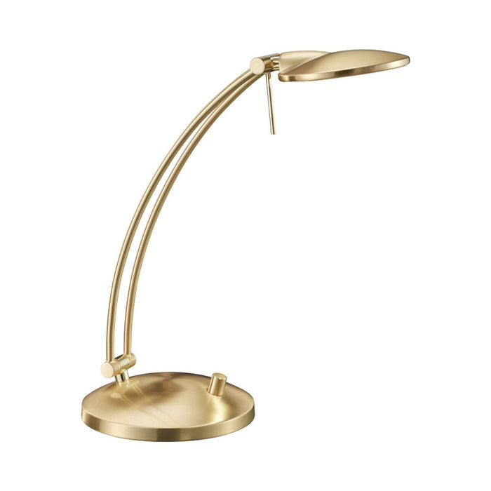 Dessau Arch LED Table Lamp in Satin Brass.