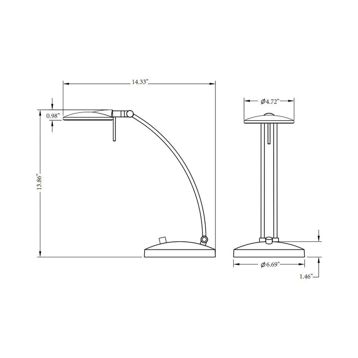 Dessau Arch LED Table Lamp - line drawing.