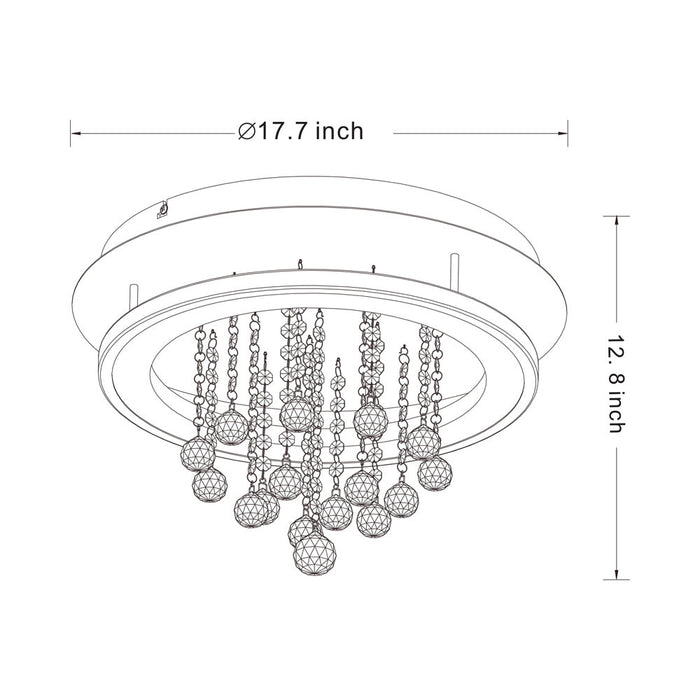 Dorian Circular LED Flush Mount Ceiling Light - line drawing.
