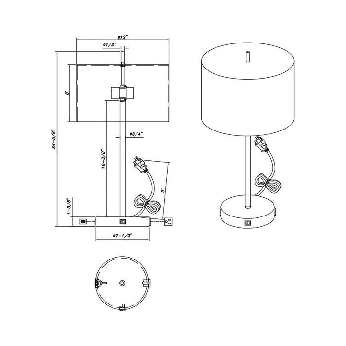 Hotel Table Lamp - line drawing.