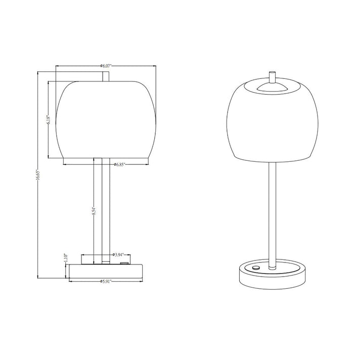 Pear LED Table Lamp - line drawing.