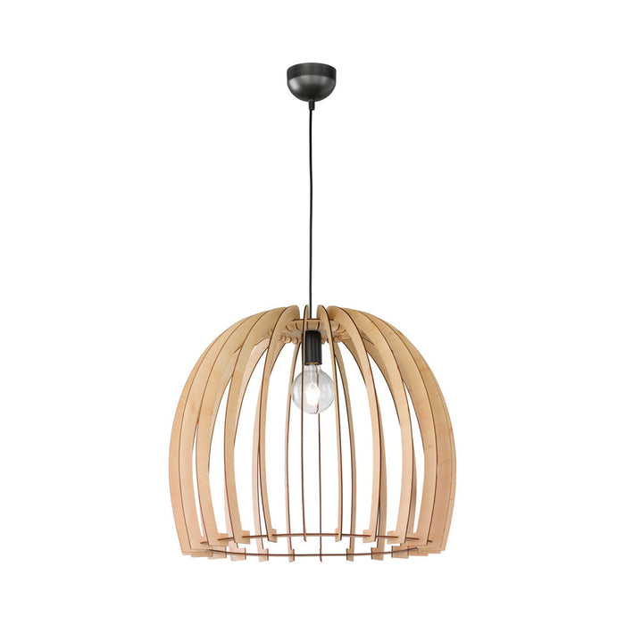 Wood Pendant Light with Dome Shade in Wood (Large).