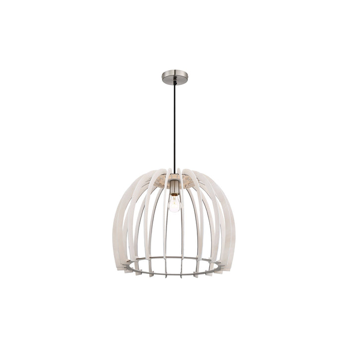 Wood Pendant Light with Dome Shade in Detail.