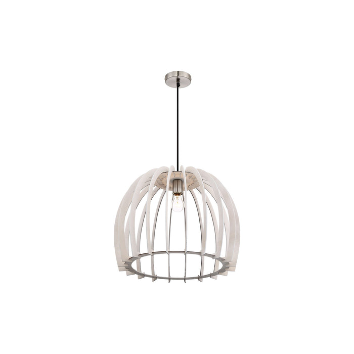 Wood Pendant Light with Dome Shade in Detail.